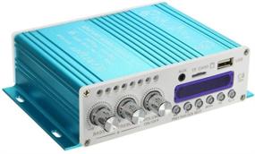 img 2 attached to Беспроводной HiFi супербас-мини-усилитель для автомобиля с Bluetooth - V10, 2 канала 12V DC с аудиоусилением с пультом дистанционного управления, поддерживает FM / MP3 / TF / USB / DVD для автомобиля, мотоцикла и домашнего стерео (без адаптера) - Синий