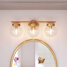 img 4 attached to 💡 Luxe Series 3 Wall Sconce - Gold Glass E12 Lighting Fixture - Max 60W Gold Bathroom Vanity Light for Hallway and Bathroom Wall Lighting