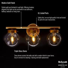 img 3 attached to 💡 Luxe Series 3 Wall Sconce - Gold Glass E12 Lighting Fixture - Max 60W Gold Bathroom Vanity Light for Hallway and Bathroom Wall Lighting