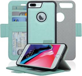 img 4 attached to Navor Detachable Magnetic Wallet Case with RFID Protection and 📱 Logo Hole, Compatible for iPhone 8 Plus - Vajio Series in Mint