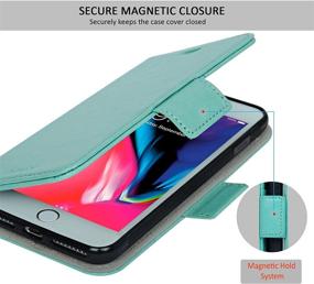 img 1 attached to Navor Detachable Magnetic Wallet Case with RFID Protection and 📱 Logo Hole, Compatible for iPhone 8 Plus - Vajio Series in Mint