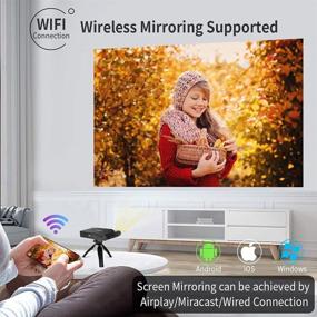 img 2 attached to 📽️ WIKISH Mini Projector: Portable Pocket Home DLP Projector for Outdoor 3D Movies with Wifi, Mirroring, and Airplay for Smartphones, PCs, TVs, HDMI, and USB