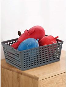 img 1 attached to 📦 Ggbin Plastic Basket 3-Pack for Efficient Organizing, Grey Basket Bins, 13.8"x10.2"x5.7