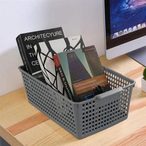 img 2 attached to 📦 Ggbin Plastic Basket 3-Pack for Efficient Organizing, Grey Basket Bins, 13.8"x10.2"x5.7