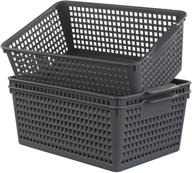 📦 ggbin plastic basket 3-pack for efficient organizing, grey basket bins, 13.8"x10.2"x5.7 logo