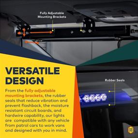 img 1 attached to Световая панель LAMPHUS SolarBlast 48W сине-красных светодиодов с мигалкой на лобовое стекло [48 режимов мигания] [Подключи и используй] [Универсальная подходит] Мигающая аварийная сигнальная внутренняя световая панель для полицейских грузовиков и автомобилей