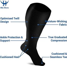 img 1 attached to 🧦 BLU HORN Compression Socks: 20-30 mmHg Knee High Stockings for Effective Compression Therapy in Women & Men