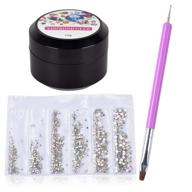 💎 rhinestones gel glue for nails: strong adhesive resin gem jewelry diamond gel polish with painting pen tools - 1 boxes15ml, ab rhinestones (6 sizes) - clear decoration super sticky logo