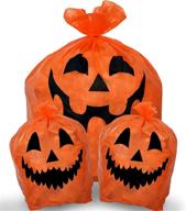🎃 skeleteen waterproof pumpkin leaf bags - enhance your outdoor space with jack o lantern decorations - convenient ties included - available in 3 sizes logo