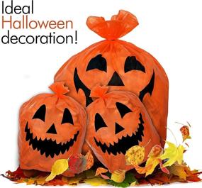 img 3 attached to 🎃 Skeleteen Waterproof Pumpkin Leaf Bags - Enhance Your Outdoor Space with Jack O Lantern Decorations - Convenient Ties Included - Available in 3 Sizes
