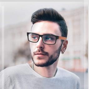 img 1 attached to 👓 PADISAE Wooden Pattern Square Anti Blue Light Reading Glasses for Men and Women - Spring Hinge Flex Readers