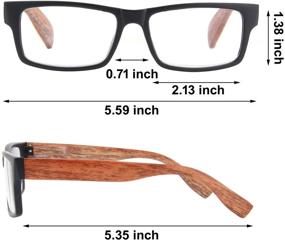 img 3 attached to 👓 PADISAE Wooden Pattern Square Anti Blue Light Reading Glasses for Men and Women - Spring Hinge Flex Readers