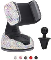 📱 savori rhinestone crystal car phone mount bling decoration for dashboard, windshield, and air vent - universal cell phone holder clip with air vent base (ab) logo