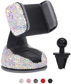 img 4 attached to 📱 SAVORI Rhinestone Crystal Car Phone Mount Bling Decoration for Dashboard, Windshield, and Air Vent - Universal Cell Phone Holder Clip with Air Vent Base (AB)