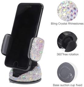 img 3 attached to 📱 SAVORI Rhinestone Crystal Car Phone Mount Bling Decoration for Dashboard, Windshield, and Air Vent - Universal Cell Phone Holder Clip with Air Vent Base (AB)