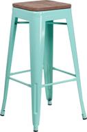 🪑 mint green barstool with square wood seat - flash furniture 30" high backless logo