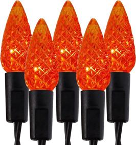 img 4 attached to 🎃 WATERGLIDE Halloween C6 String Lights: 33ft 100 LED Black Wire Fairy Lights with 29V Safe Adaptor, 8 Lighting Modes, Waterproof for Indoor Outdoor Patio Xmas Tree Party Decor, Orange