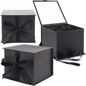 img 4 attached to 🎁 Set of 3 Elegant 7-Inch Black Gift Boxes with Lids for Father's Day, Bridesmaid Gifts, Weddings, Birthdays, and Graduation Presents