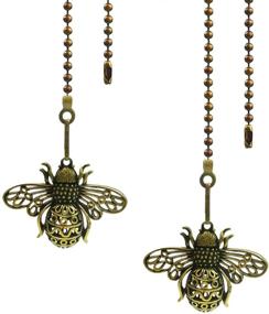 img 4 attached to 🐝 Hyamass Set of 2, 12-inch Vintage Queen Bee Charm Pendant Ceiling Fan Pulls, Chain Extenders with Ball Chain Connectors