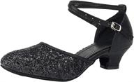 swdzm women's ballroom dance shoes: sparkling sequin latin salsa tango performance dance shoes логотип