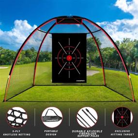 img 3 attached to 🏌️ CHAMPKEY TEPRO 10' x 7' Golf Hitting Net: Durable 5 Ply-Knotless Netting with Impact Target - Ideal for Indoor and Outdoor Training