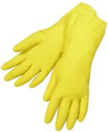 🧤 size large 12-inch gloves legend - 3 pairs (6 gloves) - yellow latex household kitchen cleaning dishwashing rubber gloves - 18 mil logo