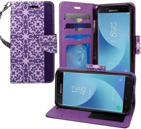 img 2 attached to 👜 ZASE Design Wallet Protective Case - Samsung Galaxy J7 Star/J7v 2nd Gen/J7 2018/J7 Refine/J7 2018 Premium PU Leather Flip Cover with Kickstand, ID Pocket, Wrist Strap (Lavender Purple)