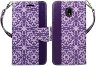 👜 zase design wallet protective case - samsung galaxy j7 star/j7v 2nd gen/j7 2018/j7 refine/j7 2018 premium pu leather flip cover with kickstand, id pocket, wrist strap (lavender purple) logo