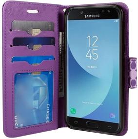 img 1 attached to 👜 ZASE Design Wallet Protective Case - Samsung Galaxy J7 Star/J7v 2nd Gen/J7 2018/J7 Refine/J7 2018 Premium PU Leather Flip Cover with Kickstand, ID Pocket, Wrist Strap (Lavender Purple)