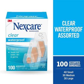 img 2 attached to 🏥 Nexcare Waterproof Bandages Family Pack - 100 Count, Assorted Sizes in Tan