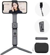 📸 zhiyun smooth x gimbal stabilizer with foldable selfie stick for smartphone – extendable handheld gimbal for iphone and android, ideal for youtube vlogging, live video, face tracking, gesture control, zoom – includes tripod, case, and available in gray logo