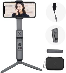 img 4 attached to 📸 ZHIYUN Smooth X Gimbal Stabilizer with Foldable Selfie Stick for Smartphone – Extendable Handheld Gimbal for iPhone and Android, Ideal for YouTube Vlogging, Live Video, Face Tracking, Gesture Control, Zoom – Includes Tripod, Case, and Available in Gray