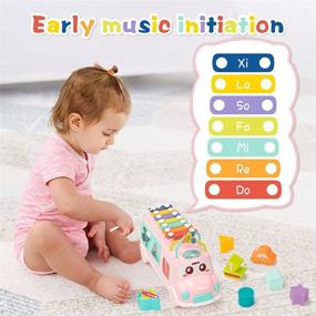img 3 attached to Детская игрушка UNIH для малышей от 12 до 18 месяцев: музыкальный автобус ксилофон с строительными блоками: игрушка для малышей 🚍 для 1-летних мальчиков и девочек: музыкальные игрушки для детей от 1 до 3 лет: раннее образовательные игрушки в подарок для малышей.