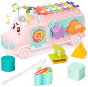 img 4 attached to UNIH Baby Toy 12-18 Months: Music Bus Xylophone for Kids Toy with Building Blocks: Baby Toys 🚍 for 1 Year Old Boys and Girls: Musical Toys for Toddlers 1-3: Early Educational Toys for Toddlers Gift