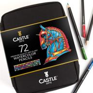🖌️ castle art supplies 72 watercolor pencils zip-up set: vibrant colors for beautiful blended effects. ideal for adults, kids, and artists. includes travel case. logo