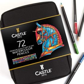 img 4 attached to 🖌️ Castle Art Supplies 72 Watercolor Pencils Zip-Up Set: Vibrant Colors for Beautiful Blended Effects. Ideal for Adults, Kids, and Artists. Includes Travel Case.