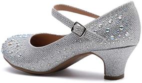 img 2 attached to SYCO Sparkling Rhinestone Glitter Leatherette Girl's Formal Wedding, Dress, Dance Pumps with Ankle Strap and Low Heel