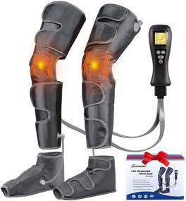 img 4 attached to 🔥 Heated Leg Massager for Improved Circulation, Compression Calf Thigh Foot Massage, Relief for Muscle Pain, Sequential Boots Device with Handheld Controller featuring 4 Modes and 4 Intensity Levels