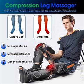 img 1 attached to 🔥 Heated Leg Massager for Improved Circulation, Compression Calf Thigh Foot Massage, Relief for Muscle Pain, Sequential Boots Device with Handheld Controller featuring 4 Modes and 4 Intensity Levels
