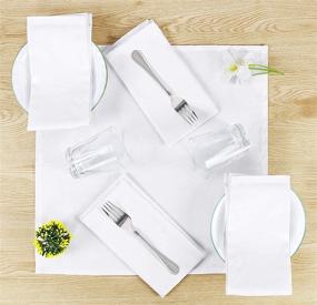 img 3 attached to White Cloth Napkins 18x18 Inches, 12 Pack - Soft & Durable Cotton Blend Dinner Napkins by Utopia Kitchen