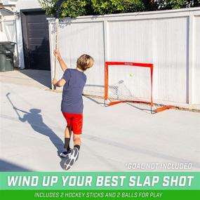img 2 attached to 🏒 GoSports Street Hockey: Select Between Street Hockey Goal Set with Sticks or Street Hockey Sticks (2 Pack)