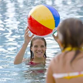 img 1 attached to 🌈 Set of 12 Rainbow Color Inflatable Beach Balls - Perfect for Beach Pool Party Fun (16" Size)