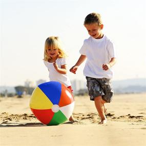 img 2 attached to 🌈 Set of 12 Rainbow Color Inflatable Beach Balls - Perfect for Beach Pool Party Fun (16" Size)