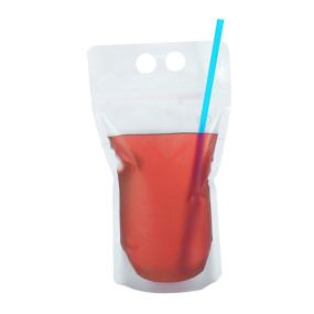 img 3 attached to 🥤 100 Pack Drink Pouches with Straw Smoothie Bags for Juice, Translucent Reclosable Ice Pouches, Includes 100 Drink Straws - C CRYSTAL LEMON