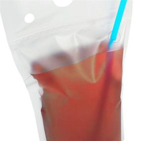 img 1 attached to 🥤 100 Pack Drink Pouches with Straw Smoothie Bags for Juice, Translucent Reclosable Ice Pouches, Includes 100 Drink Straws - C CRYSTAL LEMON