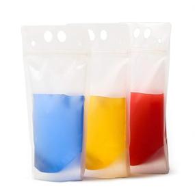 img 2 attached to 🥤 100 Pack Drink Pouches with Straw Smoothie Bags for Juice, Translucent Reclosable Ice Pouches, Includes 100 Drink Straws - C CRYSTAL LEMON