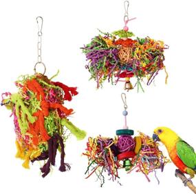 img 4 attached to 🐦 BWOGUE Bird Chewing Toys - Parrot Cage Shredder Toy Foraging - Hanging Toy for Cockatiel, Conure, African Grey, Amazon (3 Pack)