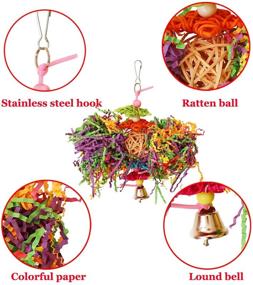 img 2 attached to 🐦 BWOGUE Bird Chewing Toys - Parrot Cage Shredder Toy Foraging - Hanging Toy for Cockatiel, Conure, African Grey, Amazon (3 Pack)