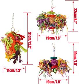 img 3 attached to 🐦 BWOGUE Bird Chewing Toys - Parrot Cage Shredder Toy Foraging - Hanging Toy for Cockatiel, Conure, African Grey, Amazon (3 Pack)
