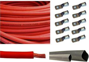 img 4 attached to 🔌 WNI 1/0 AWG 1/0 Gauge 5ft Red Battery Welding Pure Copper Ultra Flexible Cable Bundle – Includes 5pcs of 5/16" & 5pcs 3/8" Copper Cable Lug Terminal Connectors + 3ft Heat Shrink Tubing